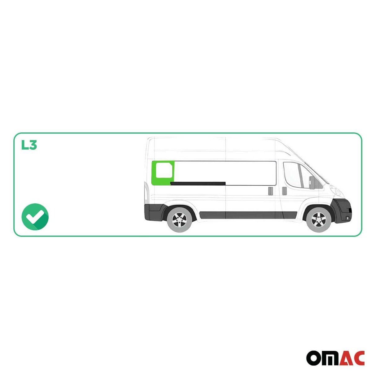 RAM PROMASTER Rear Side Fixed Glass - Right - Omac - L3 Galaxy (Sliding Door) - 2014